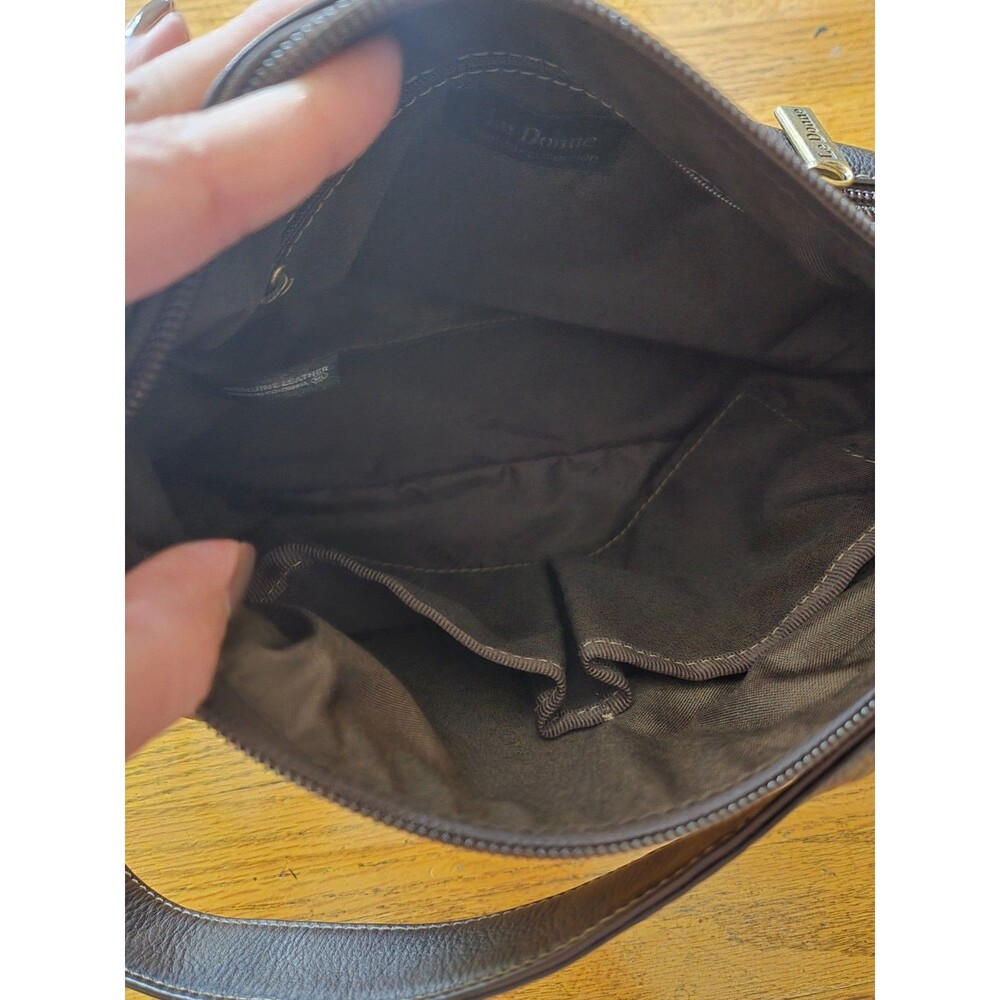 Vintage Le Donne Genuine Leather Chocolate Brown Shoulder Bag Purse - Picture 5 of 9